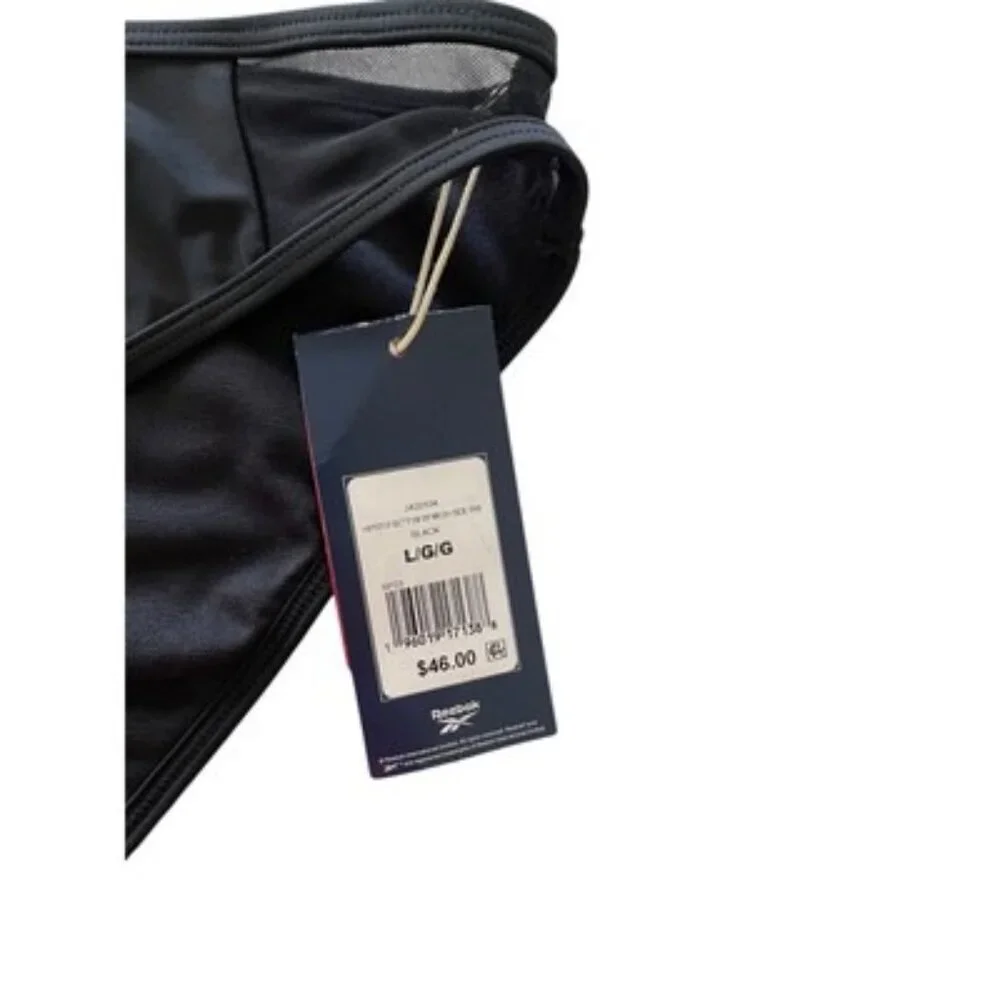 Reebok Women's Black Mesh-Side Hipster Bikini Bottoms Size L NWT $46 - Picture 5 of 6